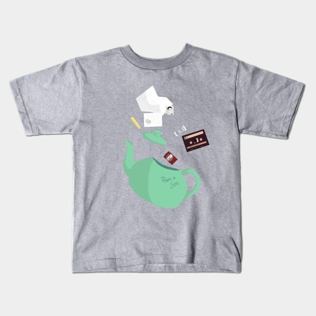 Jim and Pam teapot Kids T-Shirt by Peanuttiedesign